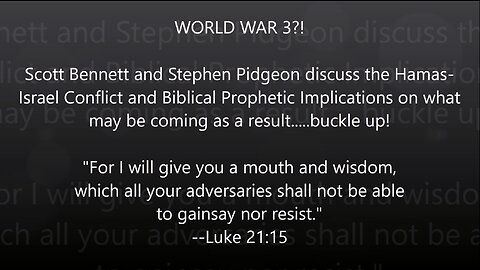 2023-10-11 Dr. Stephen Pidgeon: The Hamas-Israel Conflict and Biblical Prophetic Implications.