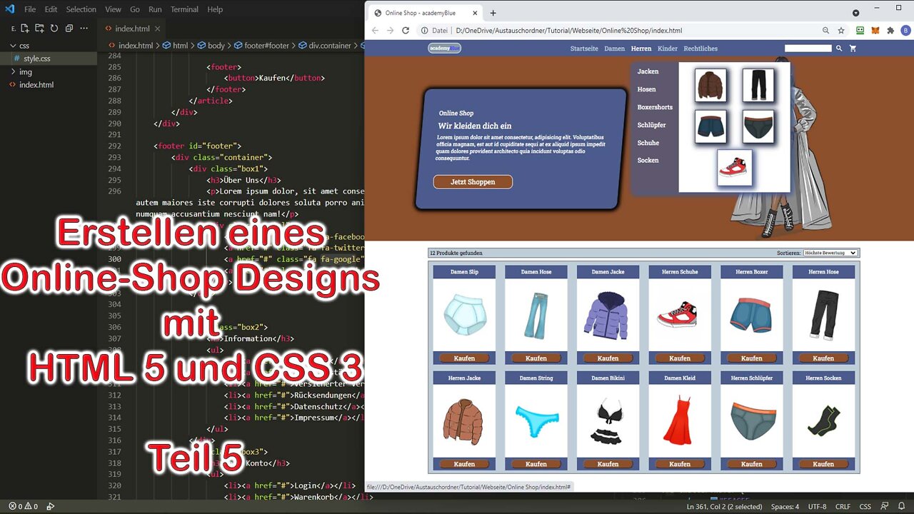 Online Shop Template Design mit HTML 5 und CSS 3 Tutorial Teil 5