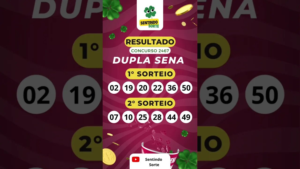 🍀Resultado DUPLA SENA 2467 #shorts