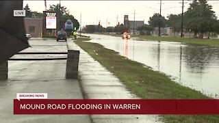 Road flooding on Mound Road in Warren