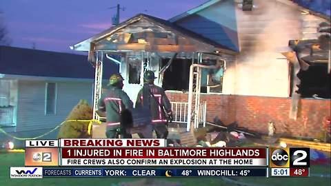 Crews responding to fire with explosion in Baltimore Highlands