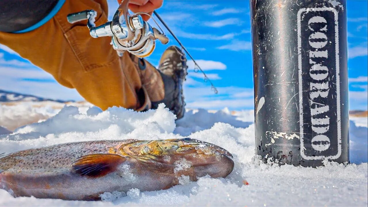 Catching Rainbow Trout - (my first time ice fishing) - Ice Fishing Colorado