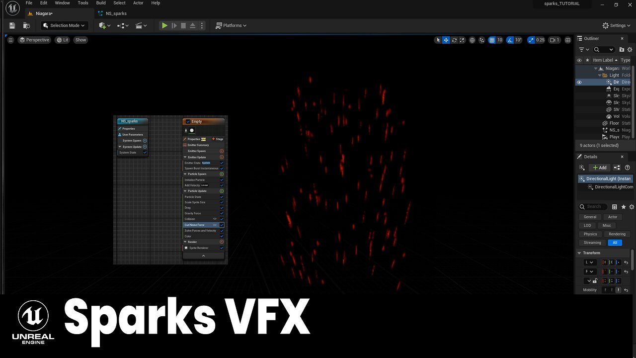 How to make a sparks effect in Unreal Engine 5.4. | Tutorial #VFX