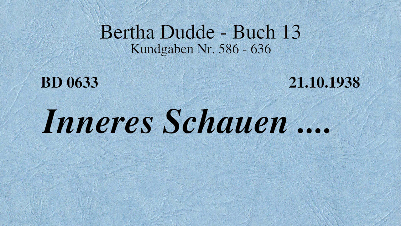 BD 0633 - INNERES SCHAUEN ....