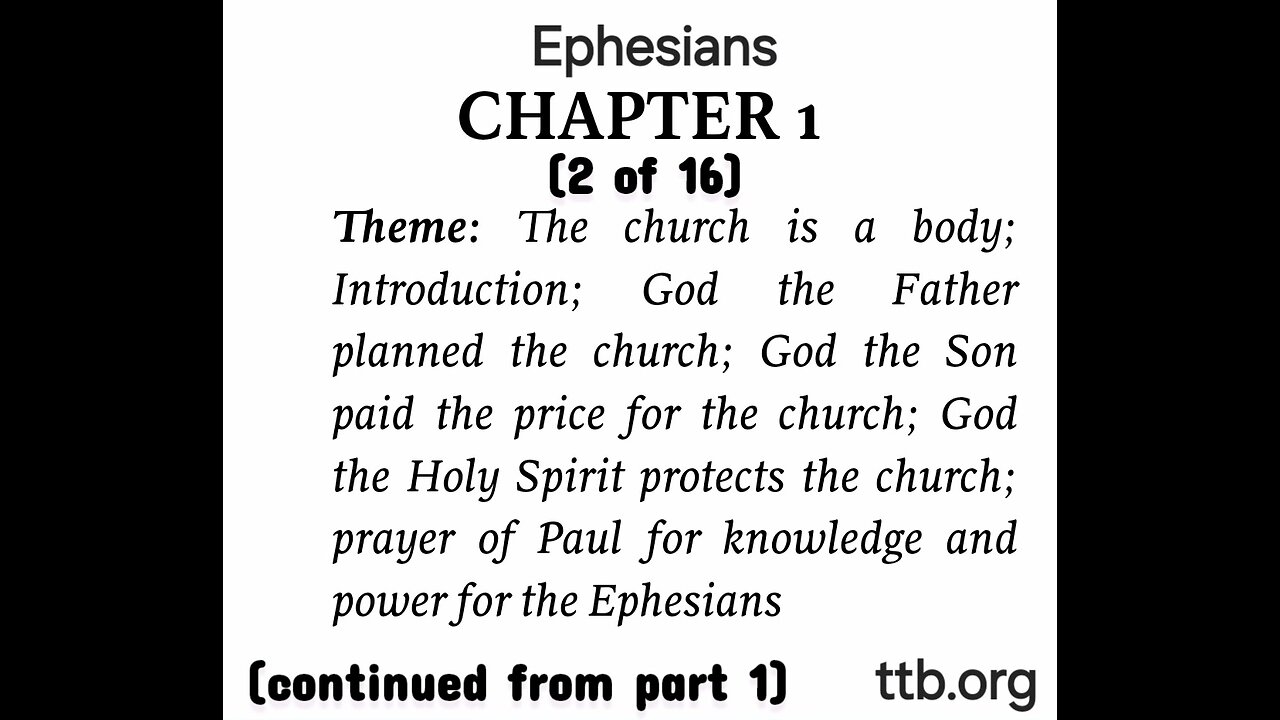 Ephesians Chapter 1 (Bible Study) (2 of 16)