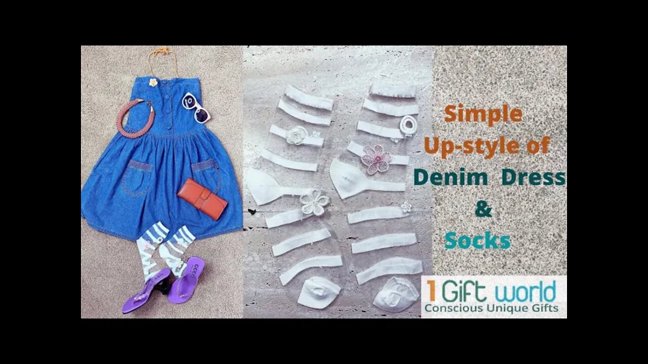 Simple Up-style & Redesign of Denim Dress & White Socks