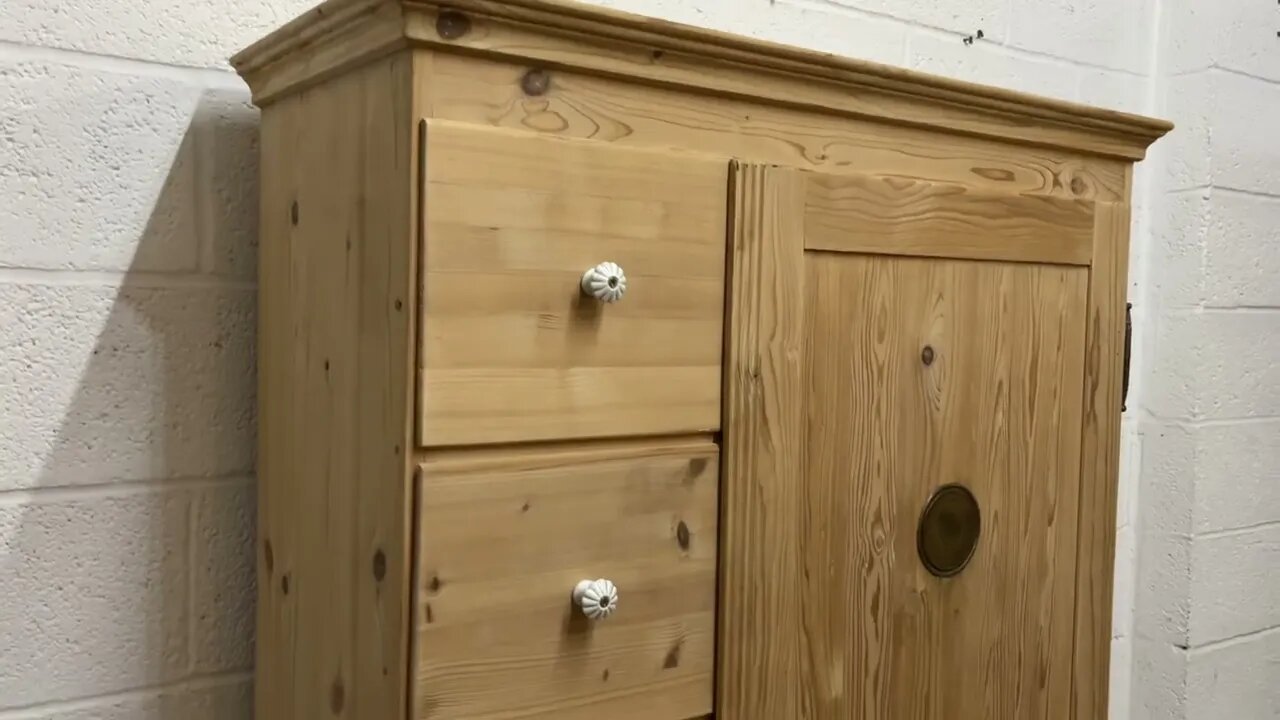 Large Antique Pine Larder Cupboard With 5 Drawers (Y4405D) @PinefindersCoUk