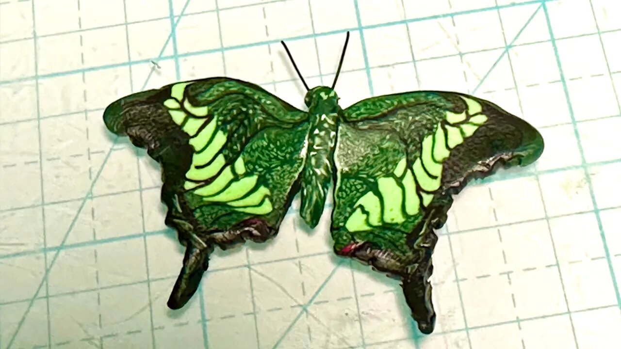 Emerald Swallowtail clay cane@ArtworkByColleen