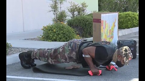 Sgt. Pushup visits Three Square food bank