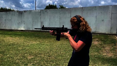 Tara shoot the Ruger 556 for the first time