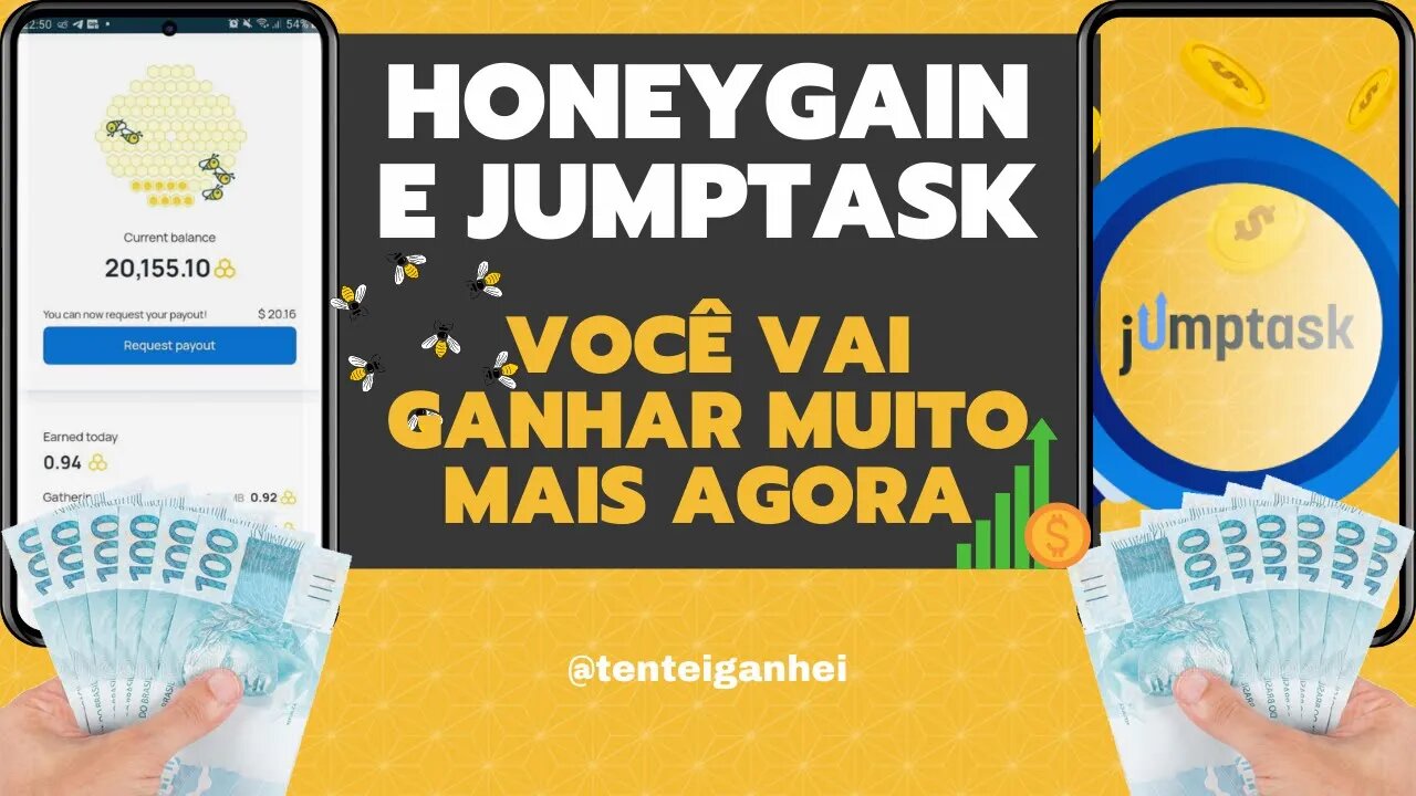 🐝 HONEYGAIN e JUMPTASK - PARCERIA promete AUMENTAR GANHOS 💲 Pelo PC