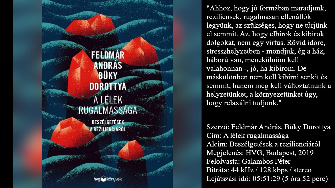Feldmár András, Büky Dorottya: A lélek rugalmassága (Beszélgetések a rezilienciáról). HVG, Bp., 2019