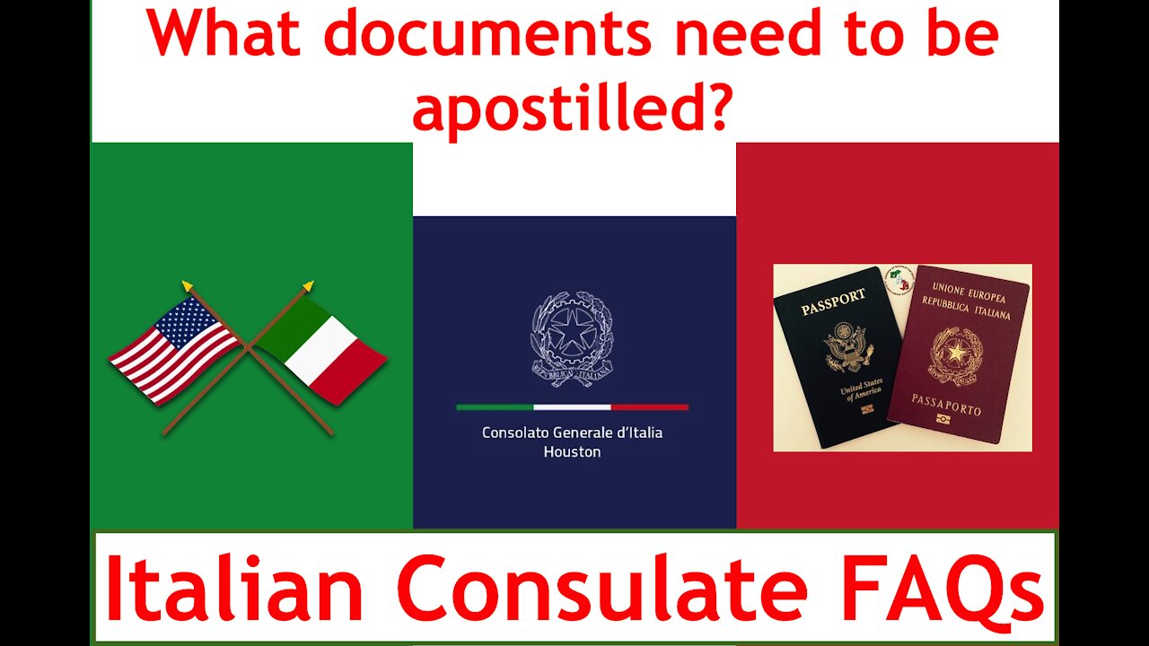 Italian Consulate FAQ-Which documents need apostilles for Jure Sanguinis Italian citizenship?