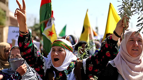 Afrin - Syrian Kurds demonstrate against Turkish military operation