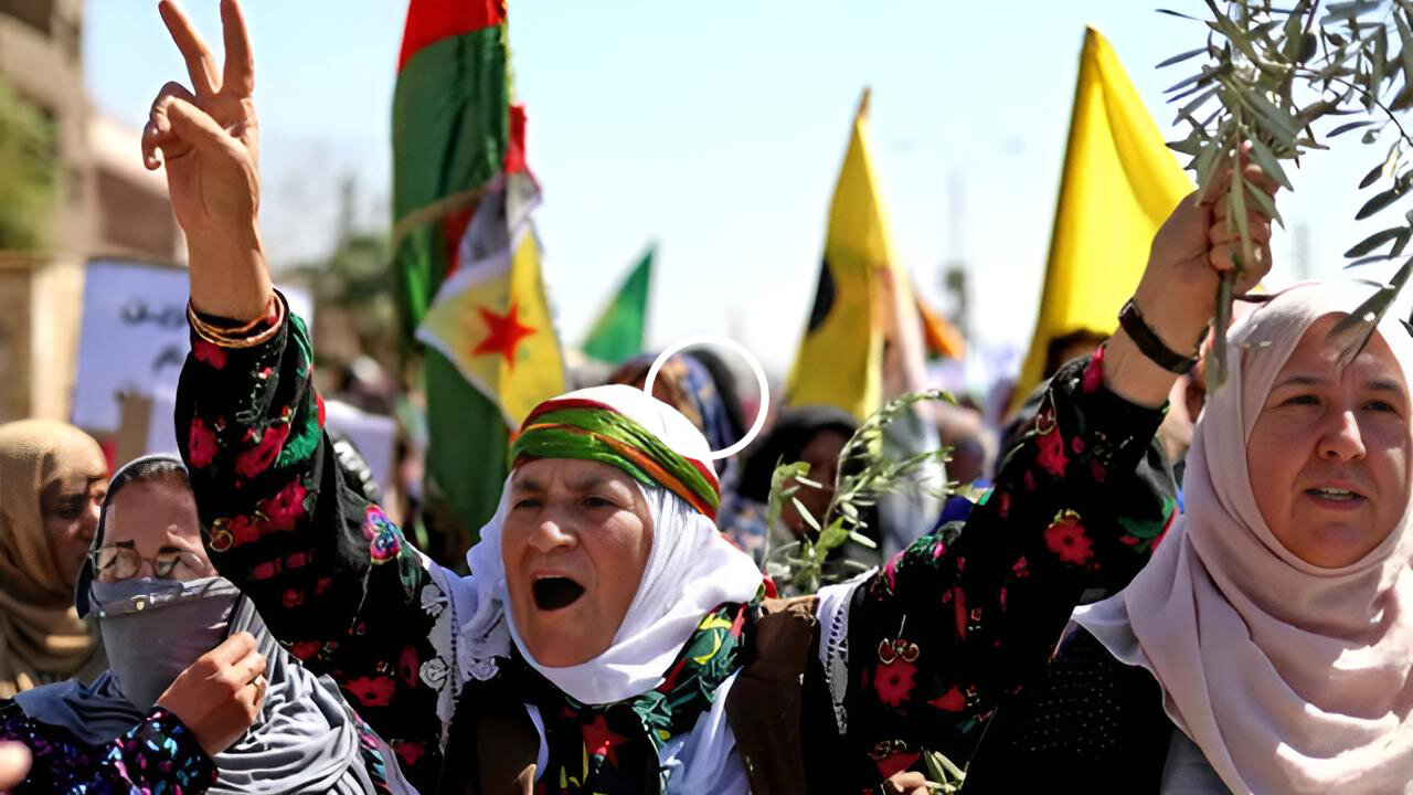Afrin - Syrian Kurds demonstrate against Turkish military operation
