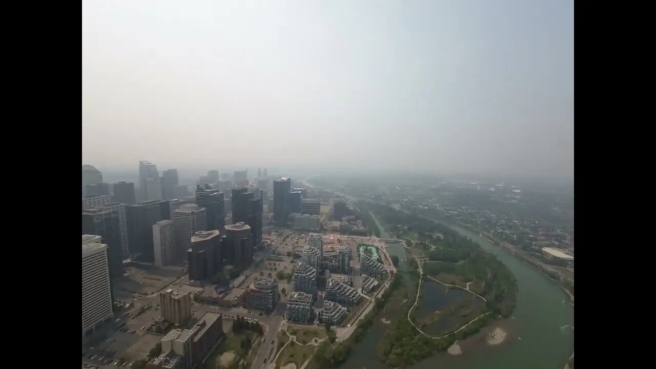 Downtown Calgary DRONE FOOTAGE of the SMOKE / HAZE from ALBERTA FIRES (NO SOUND) Location 1 #sad