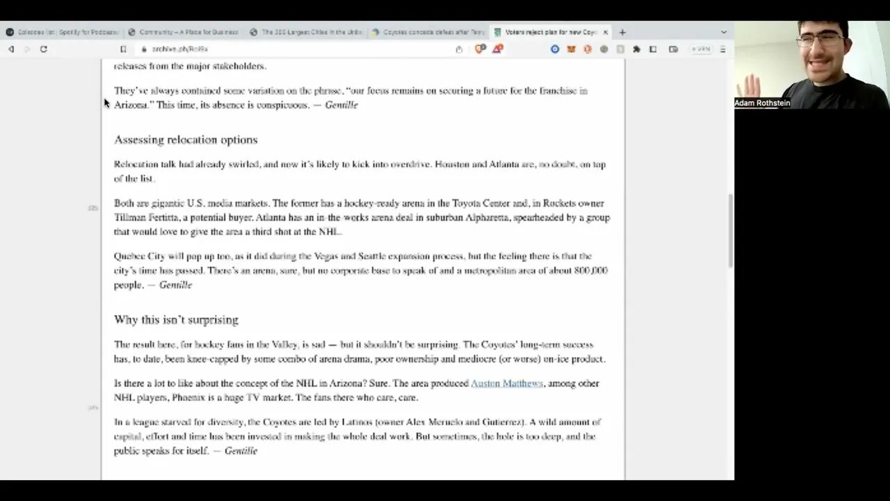 Episode #77: Tempe Votes Against the Coyotes Interest (Recorded on May 17th, 2023