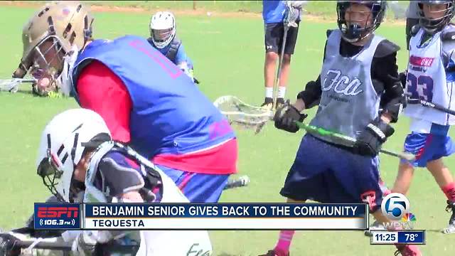 Benjamin lacrosse player holds youth camp