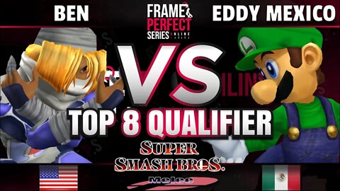 FPS6 Online - IMP | Ben (Sheik) vs. CG | Eddy Mexico (Luigi) - Smash Melee Top 8 Qualifier