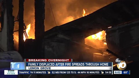 Family escapes Lemon Grove house fire