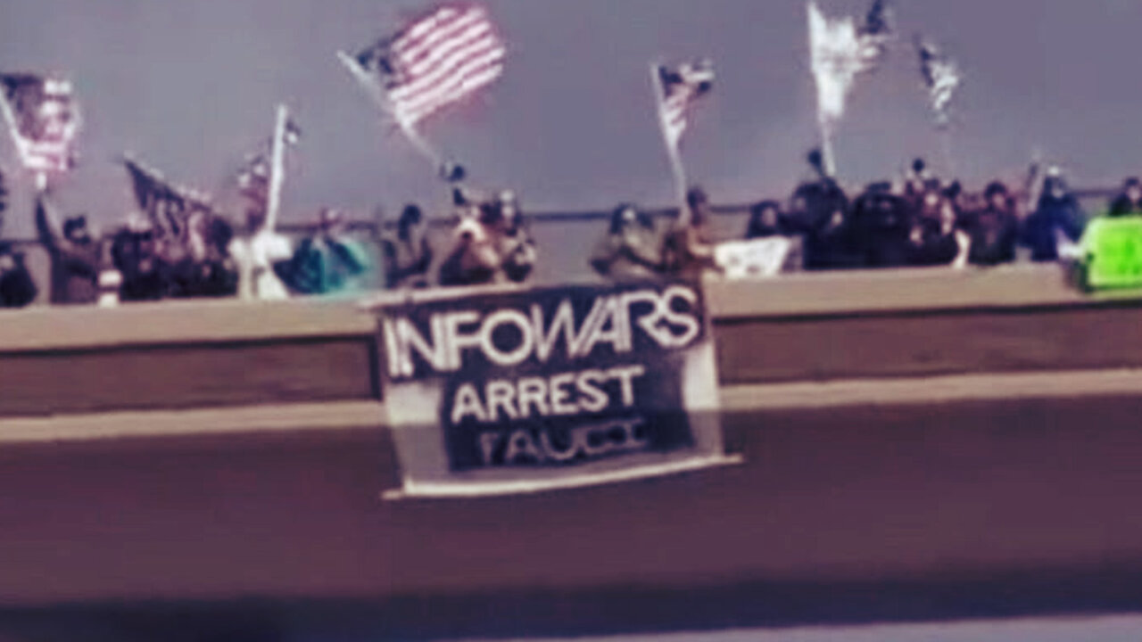 Infowars Flag Waves As U.S. Freedom Convoy Heads To D.C.