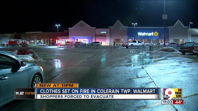 Someone set pants, clothing on fire at Colerain Walmart, police say