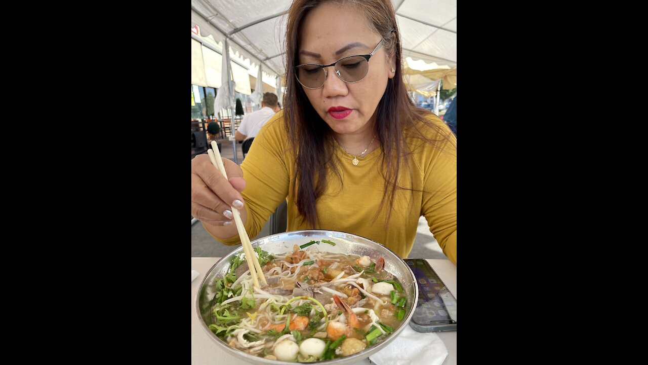 Vietnamese Pho soup with wife