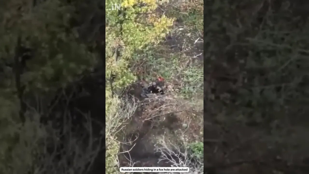 Russia Ukraine War: Russian soldiers hiding in a fox hole are attacked #shorts