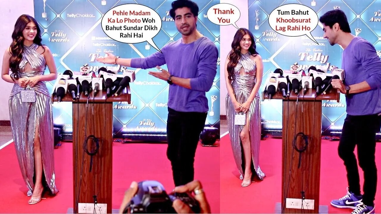 Harshad Chopda Ask Media To Pranali Rathod Photo First At TellyChakkar Indian Telly Awards 2023