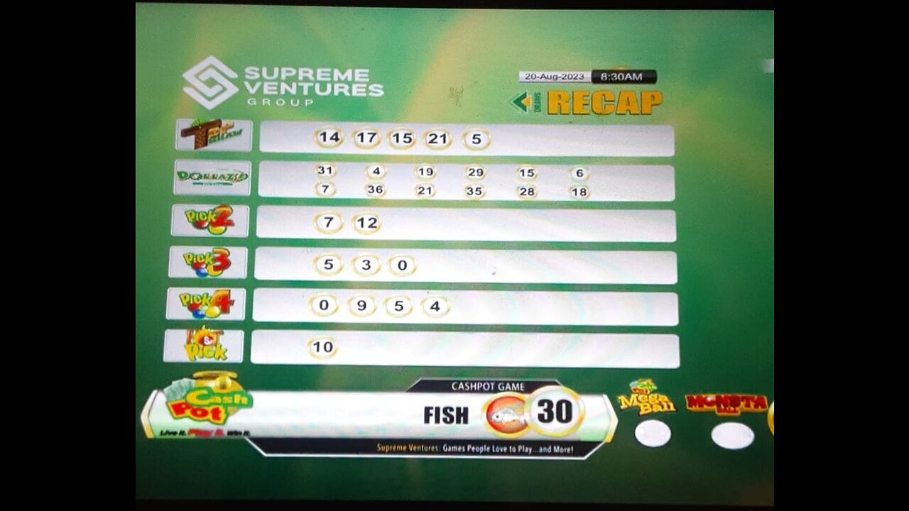 Supreme Ventures Cash Pot Result Today 08:30 AM draw for 20 August 2023 how to play #shortsvideo