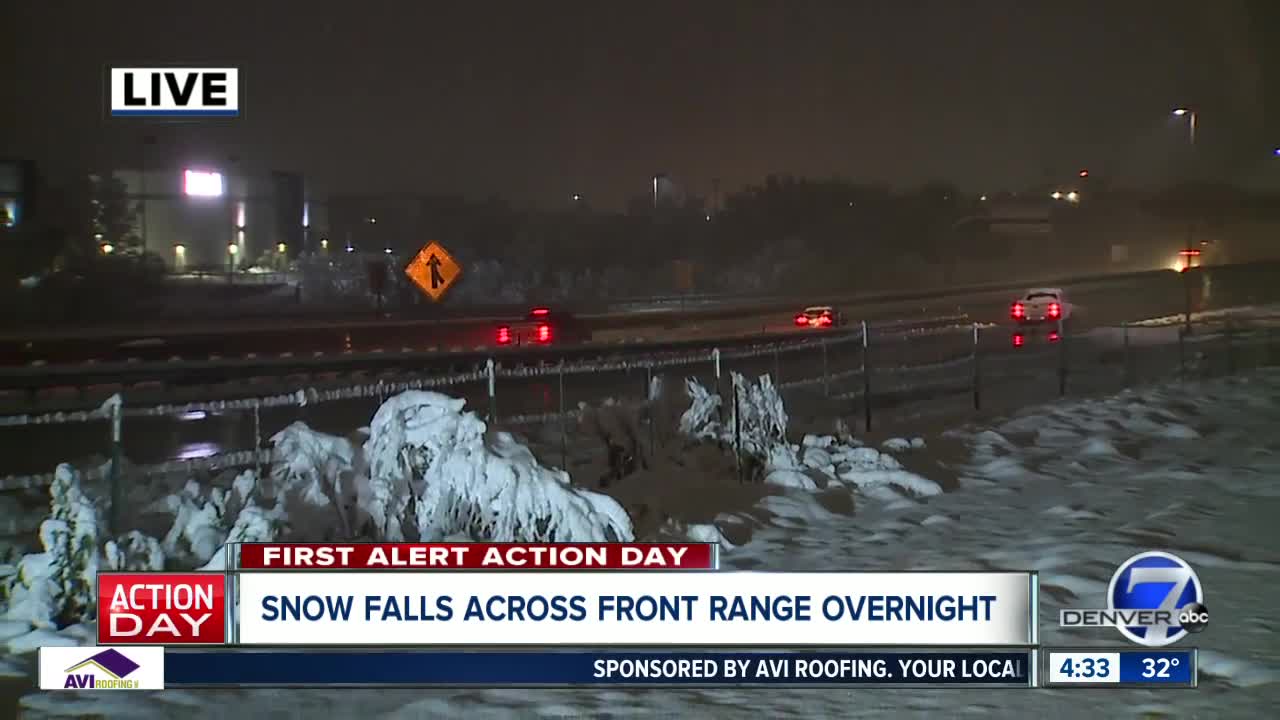 Snow continuing to fall toward Castle Rock