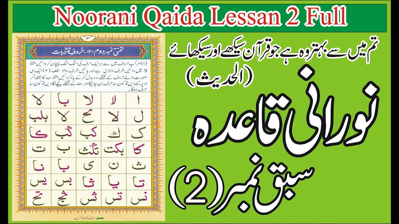 Noorani Qaida Lesson 2 # Part 2] Full In Urdu /Hindi