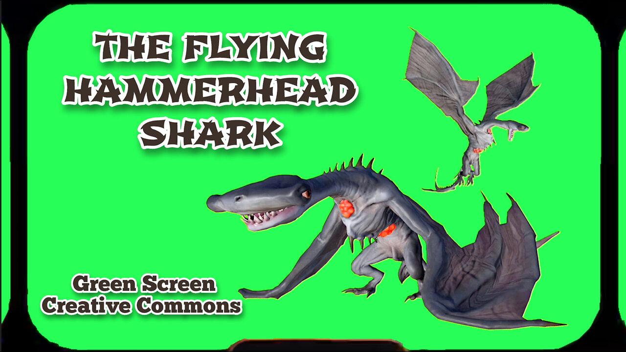 FLYING SHARK HAMMER animation Green Screen. Video chromakey on the GREEN SCREEN.