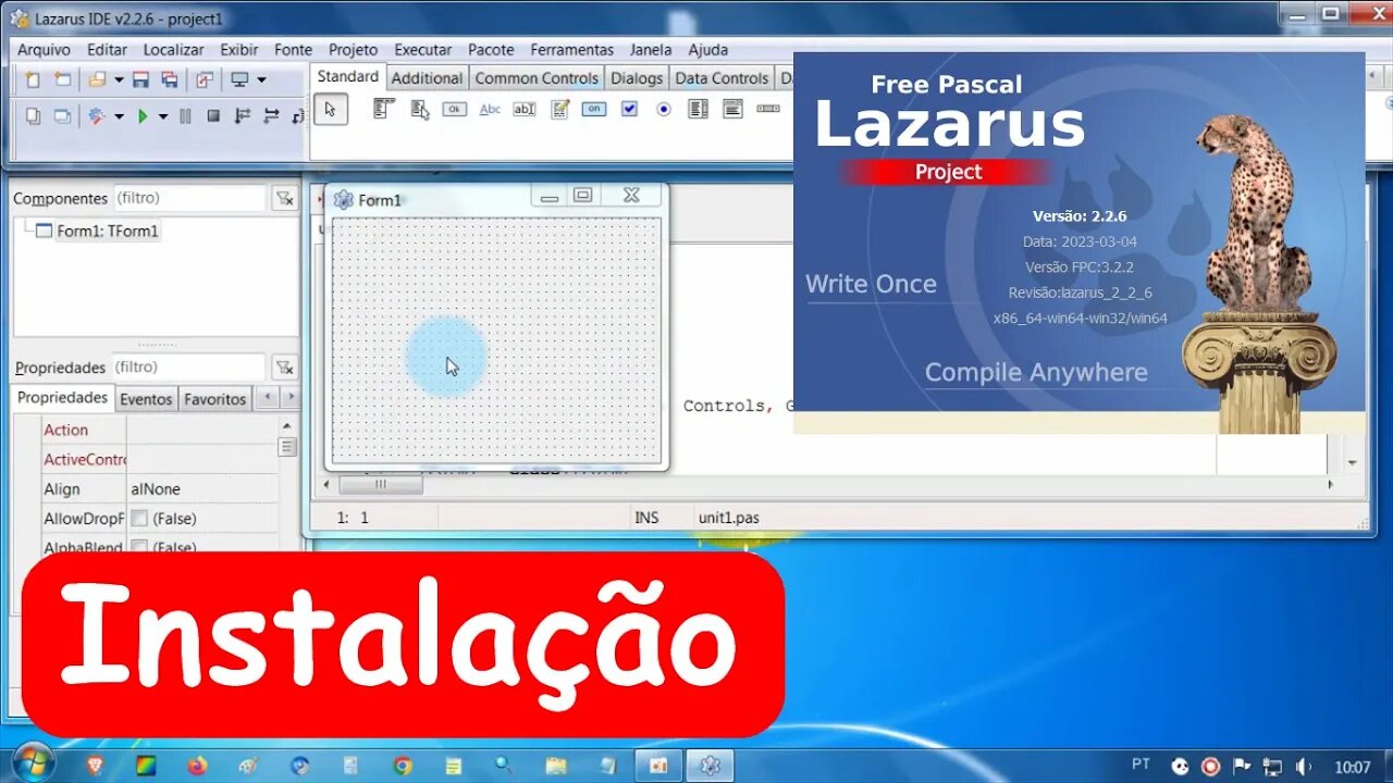 1- Como baixar e instalar o Lazarus Free Pascal no Windows. Qual é mais usado Windows, Linux ou Mac?