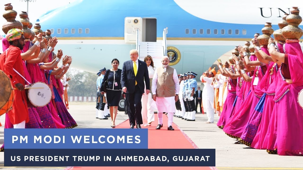 PM Modi welcomes US President Trump in Ahmedabad, Gujarat