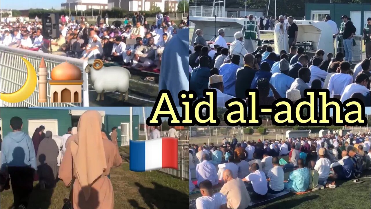 Prière de l'aïd alAdha au stade - 2022 صلاة عيد الاضحى بأوروبا (jeune homme converti à l'islam)