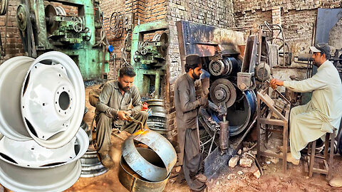 Manufacturing Tractor wheel.The process of making tractor wheel rims