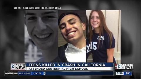 3 Las Vegas teenagers killed in fiery California crash