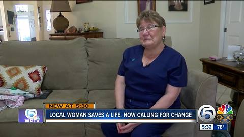 Local woman saves a life, now calling for change