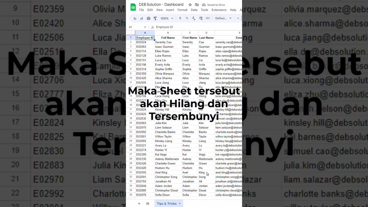 Menyembunyikan dan Menampilkan Sheet - Google Sheets Tips & Tricks #belajaronline #googlesheets