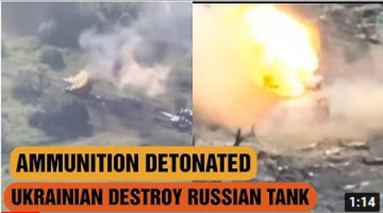 Ukrainian servicemen destroy Russian tank, ammunition detonated