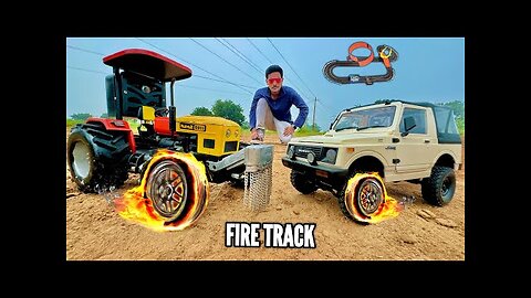 RC Super Moto Bike Vs RC Maruti Gypsy Crackers Track - Chatpat toy TV