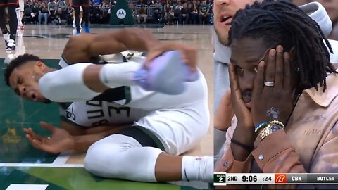 Giannis Antetokounmpo Badly Rolling His Ankle vs Hawks