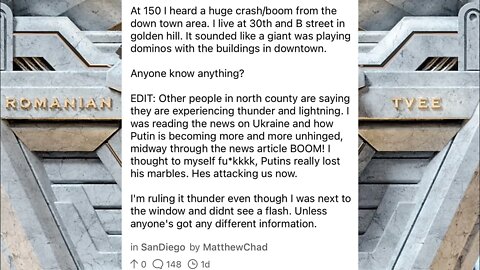 Californian Redditor hears thunder. Thinks it might be the Russians
