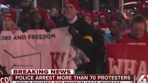 Dozens arrested during minimum wage protests