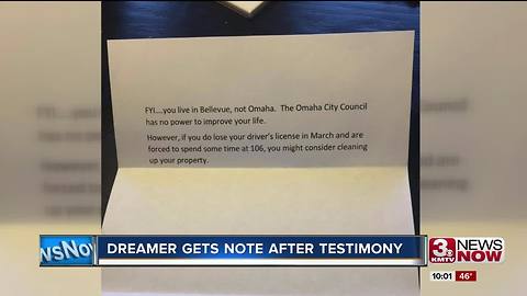 DREAMer gets note after testimony