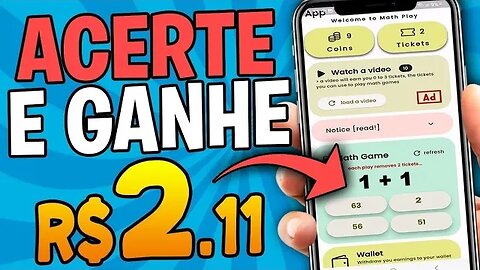 APLICATIVO para GANHAR DINHEIRO de VERDADE (1+1=?🤔) Resolva e Ganhe✅ App de Ganhar Dinheiro Pix