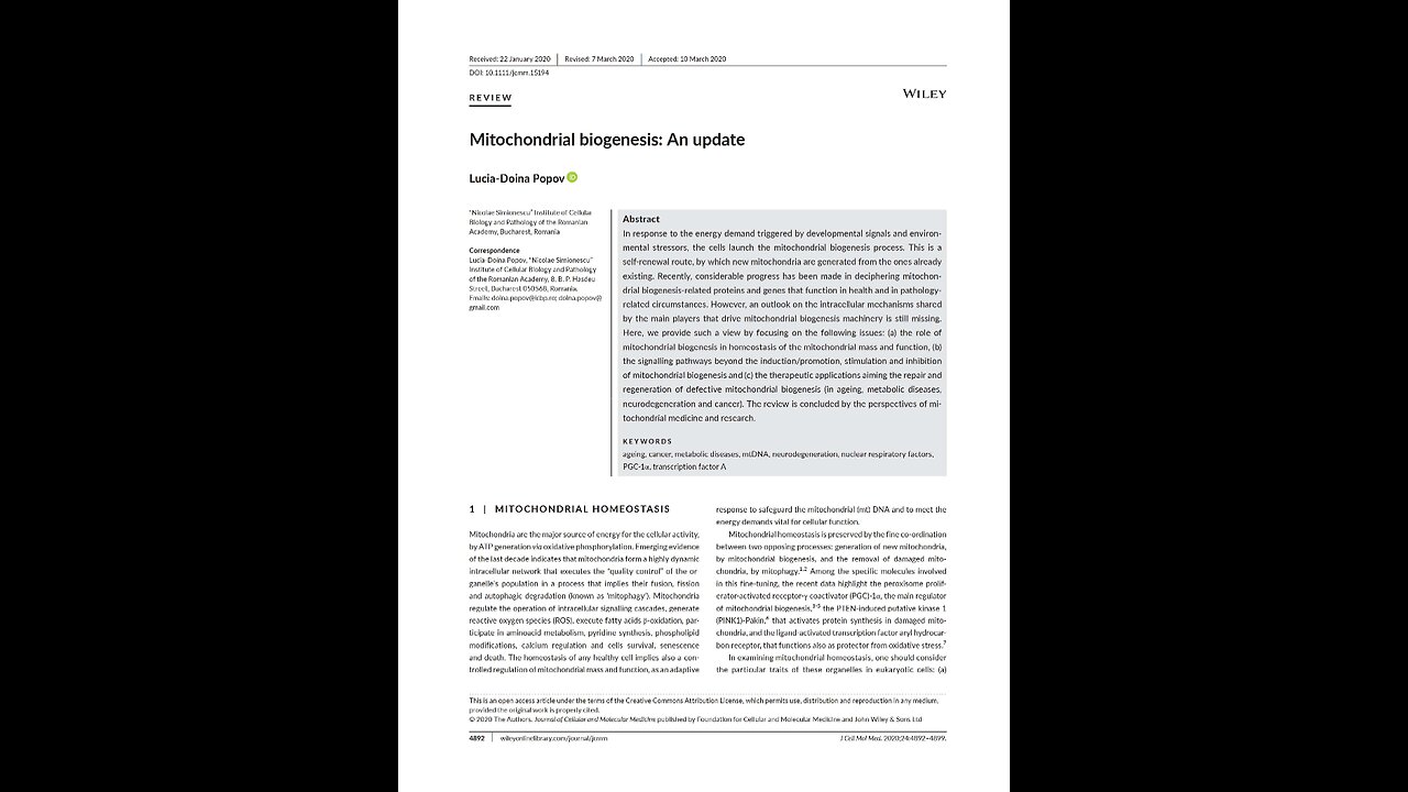 Mitochondrial biogenesis: An update. Lucia-Doina Popov.