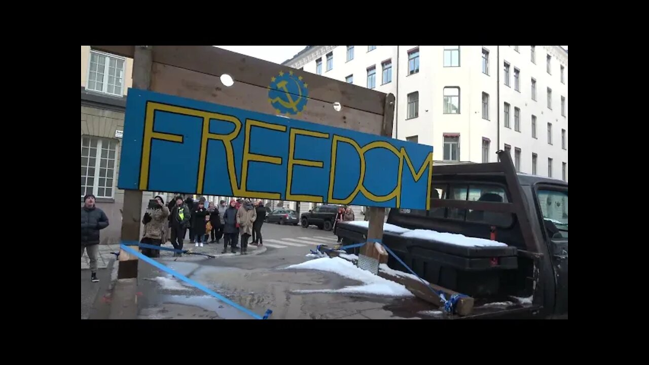 Freedom Convoy Sweden outside Austrian embassy