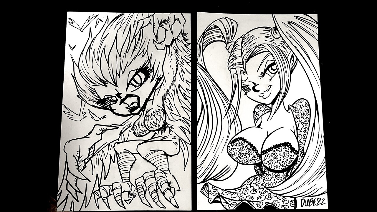 Friday Live Drawing Stream! Drawing Sketch of a Backers OC & Harpy Speed Draw Challenge